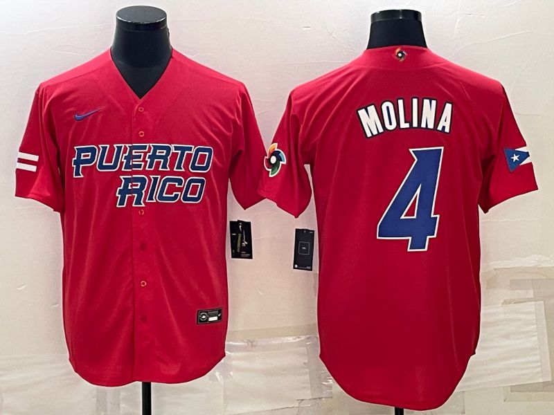 Men 2023 World Cub #4 Molina Red Nike MLB Jersey6->more jerseys->MLB Jersey
